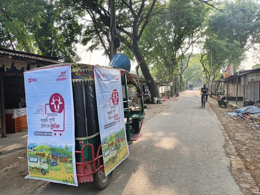 Branded mobile vehicle carrying campaign banners
